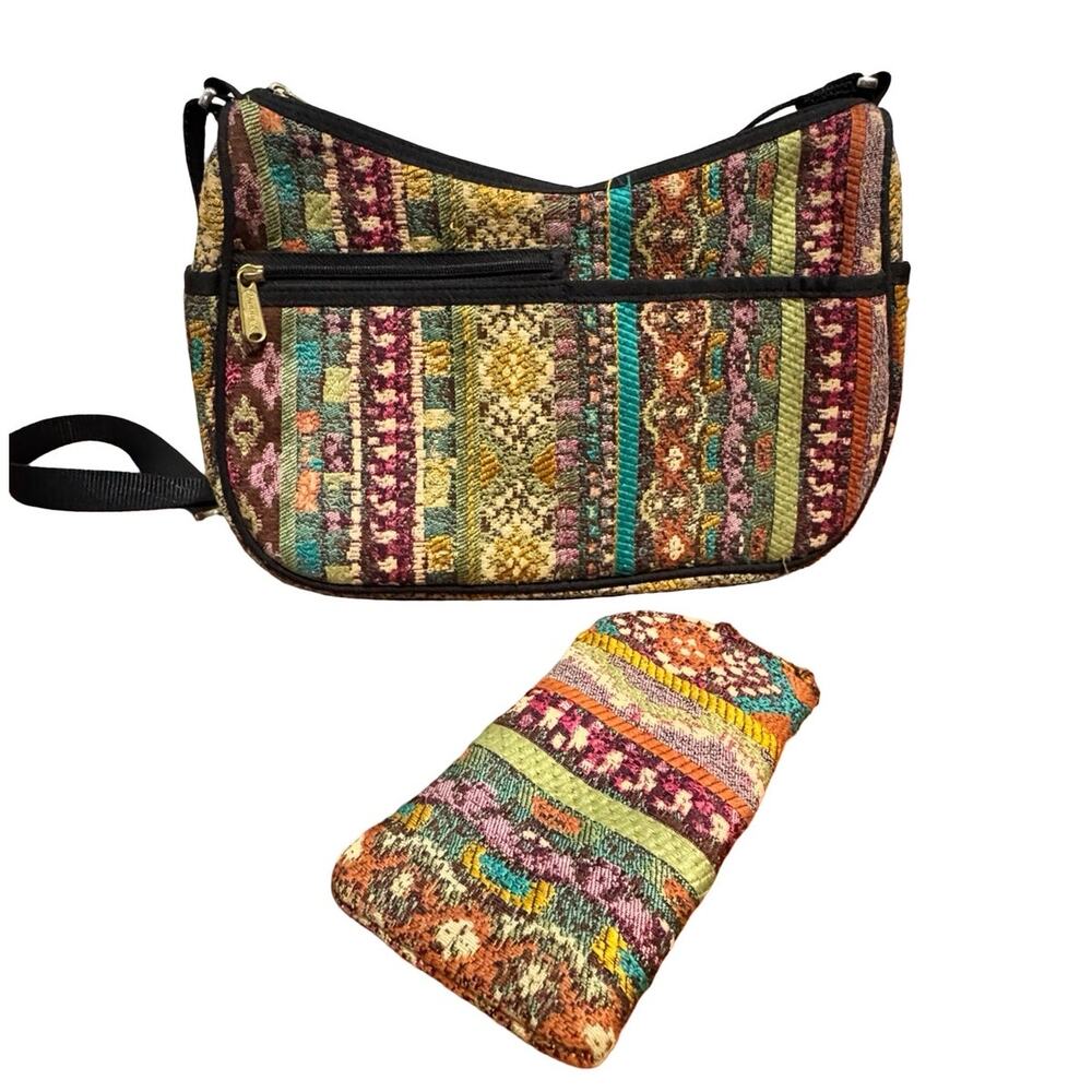• VTG Danny K Beverly Hills Multicolor Geometric Tapestry Purse + Pouch Set